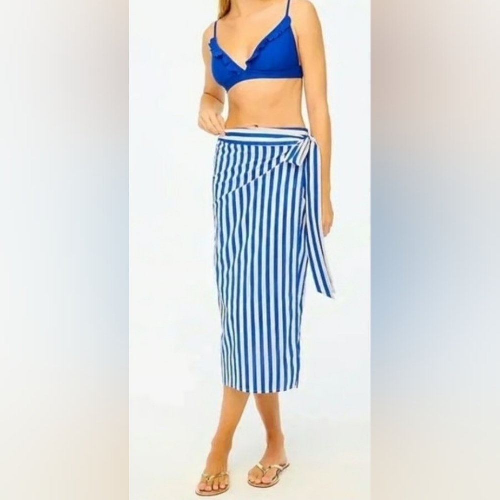 J. Crew Blue/White Striped Midi Sarong, Size XS